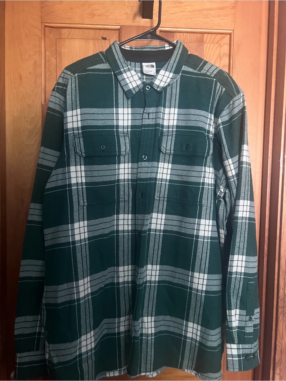 The North Face Men's Green Plaid Button-Up Shirt XL